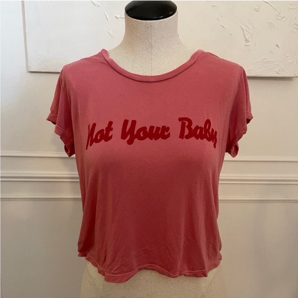Reformation Rare not your baby in Barbie pink cropped tee